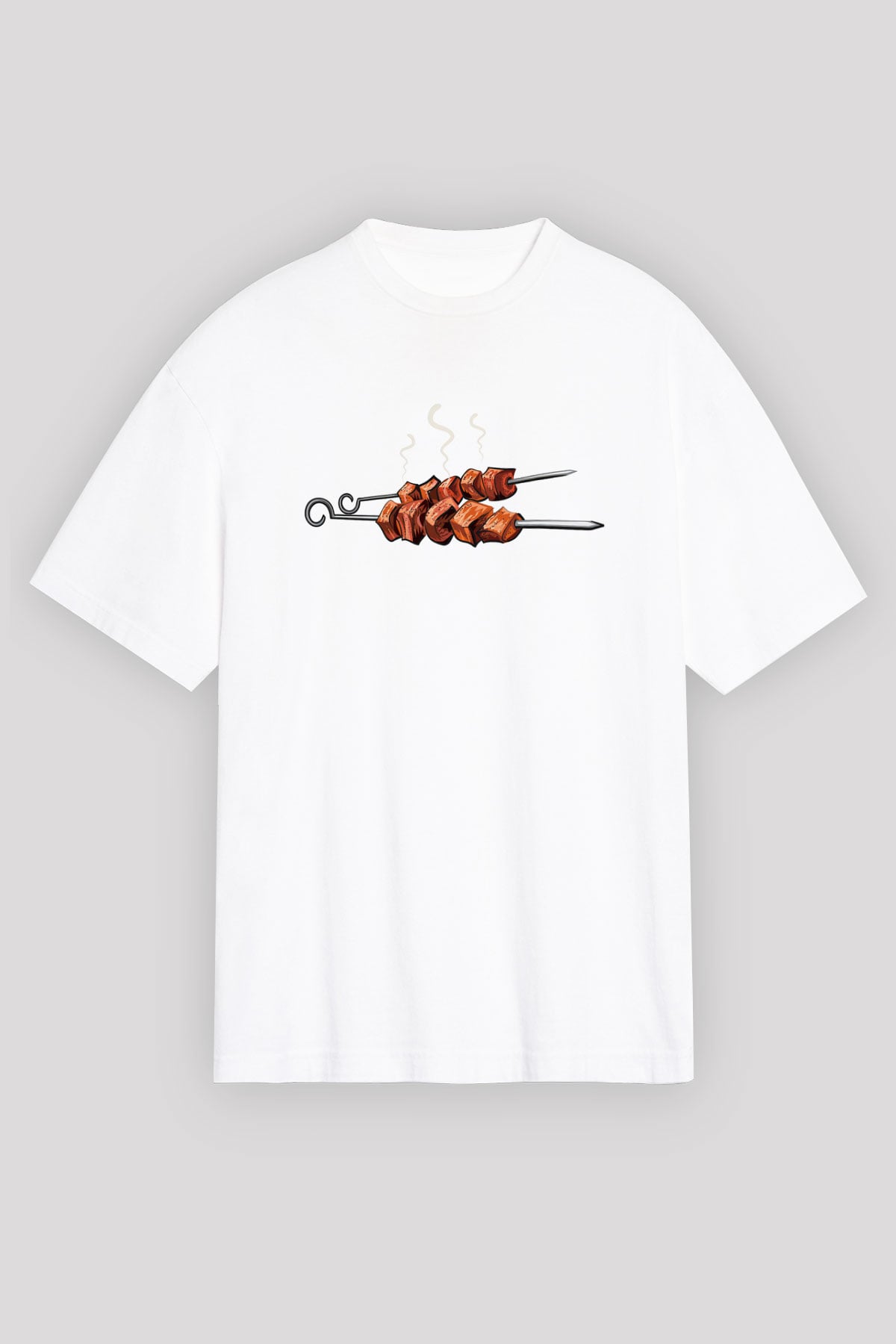 Kebapçı Beyaz Unisex Oversize Tişört T-Shirt