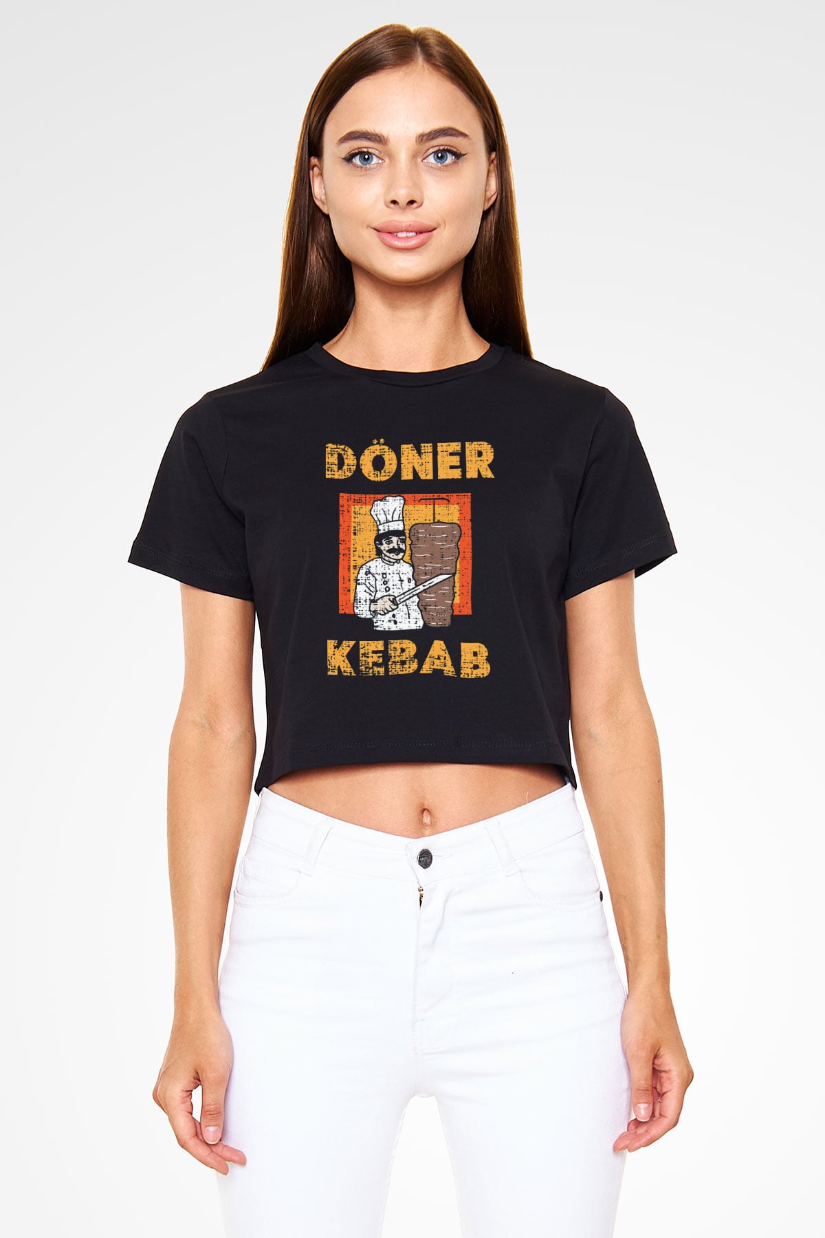 Kebapçı Siyah  Crop Top Tişört