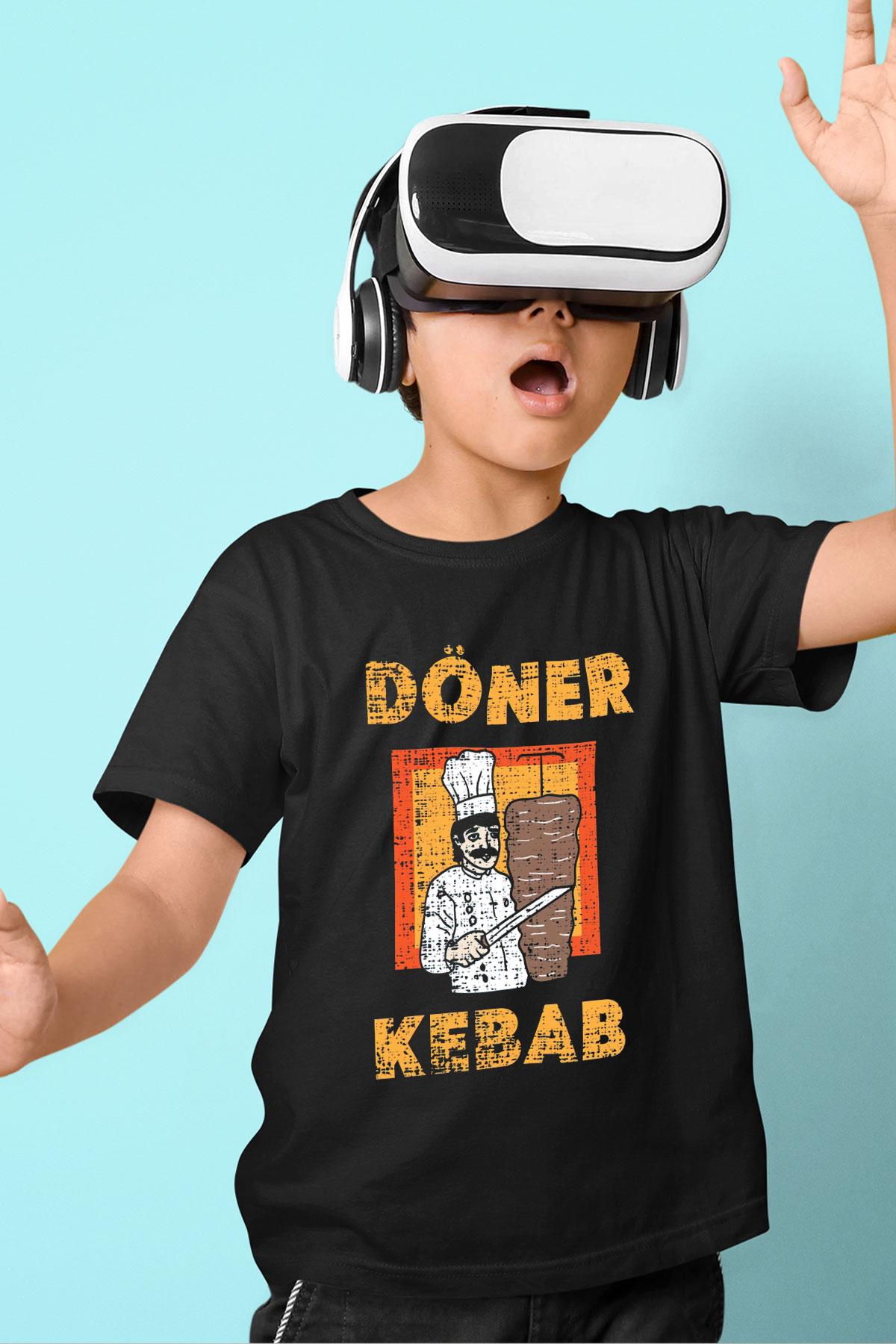 Kebapçı Siyah Unisex Çocuk Tişört