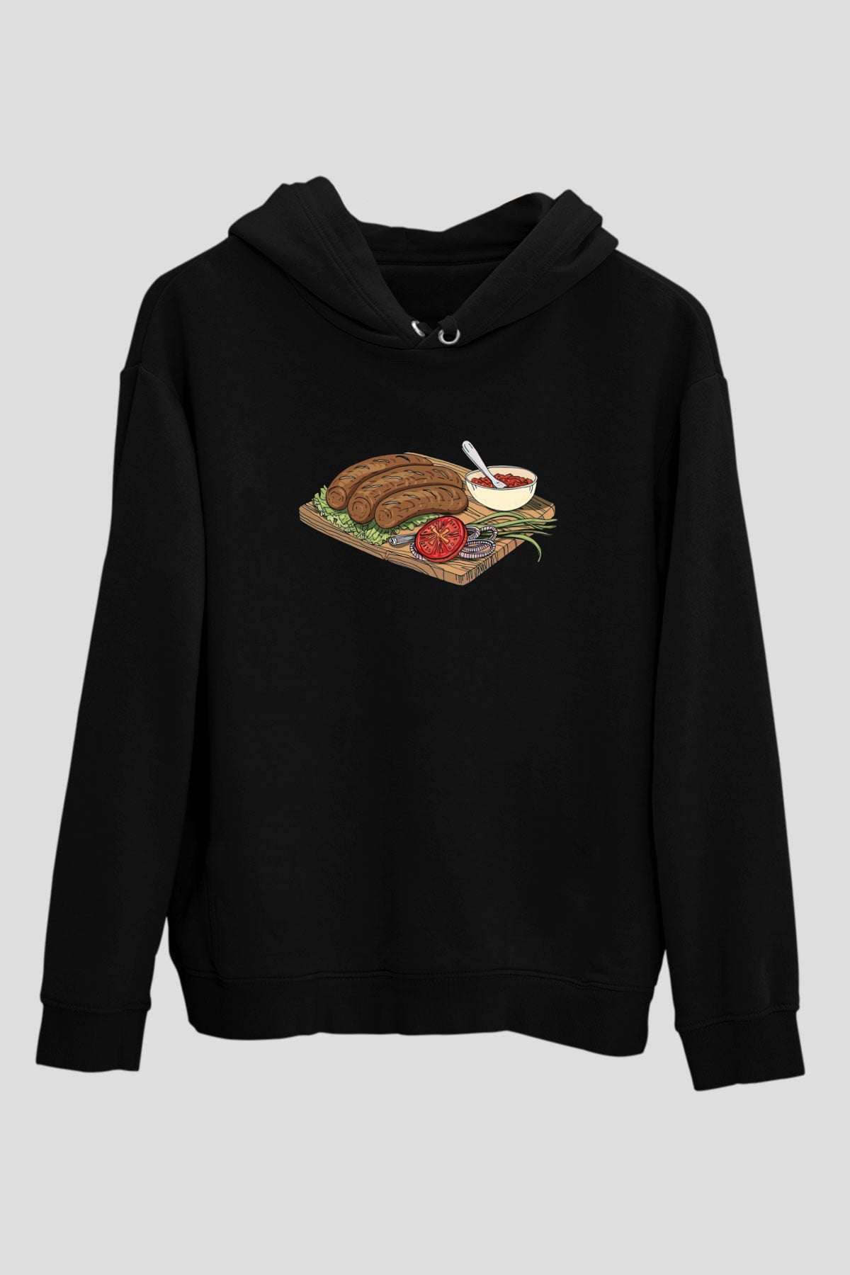 Kebapçı Siyah Unisex Kapüşonlu Sweatshirt
