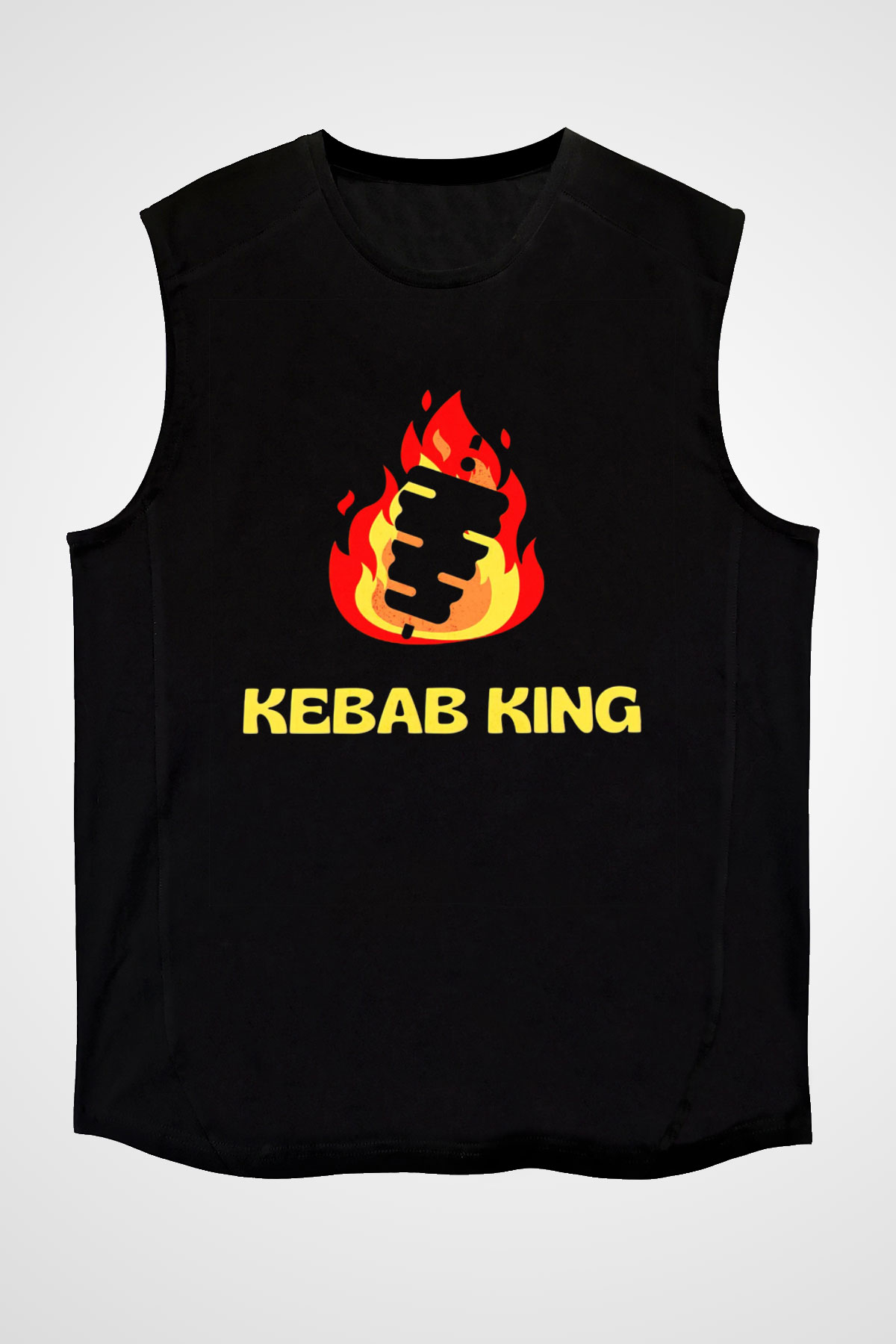 Kebapçı Siyah Unisex Kolsuz Tişört