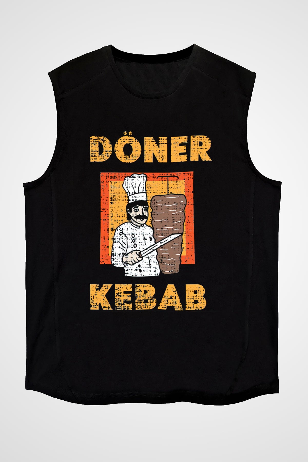 Kebapçı Siyah Unisex Kolsuz Tişört