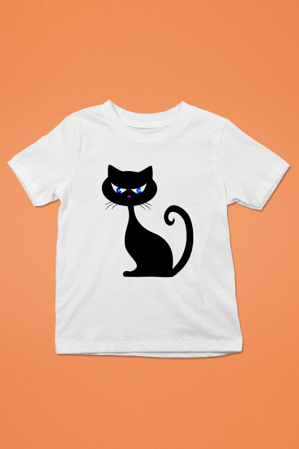 Kedi Baskılı Beyaz Unisex Çocuk Tişört