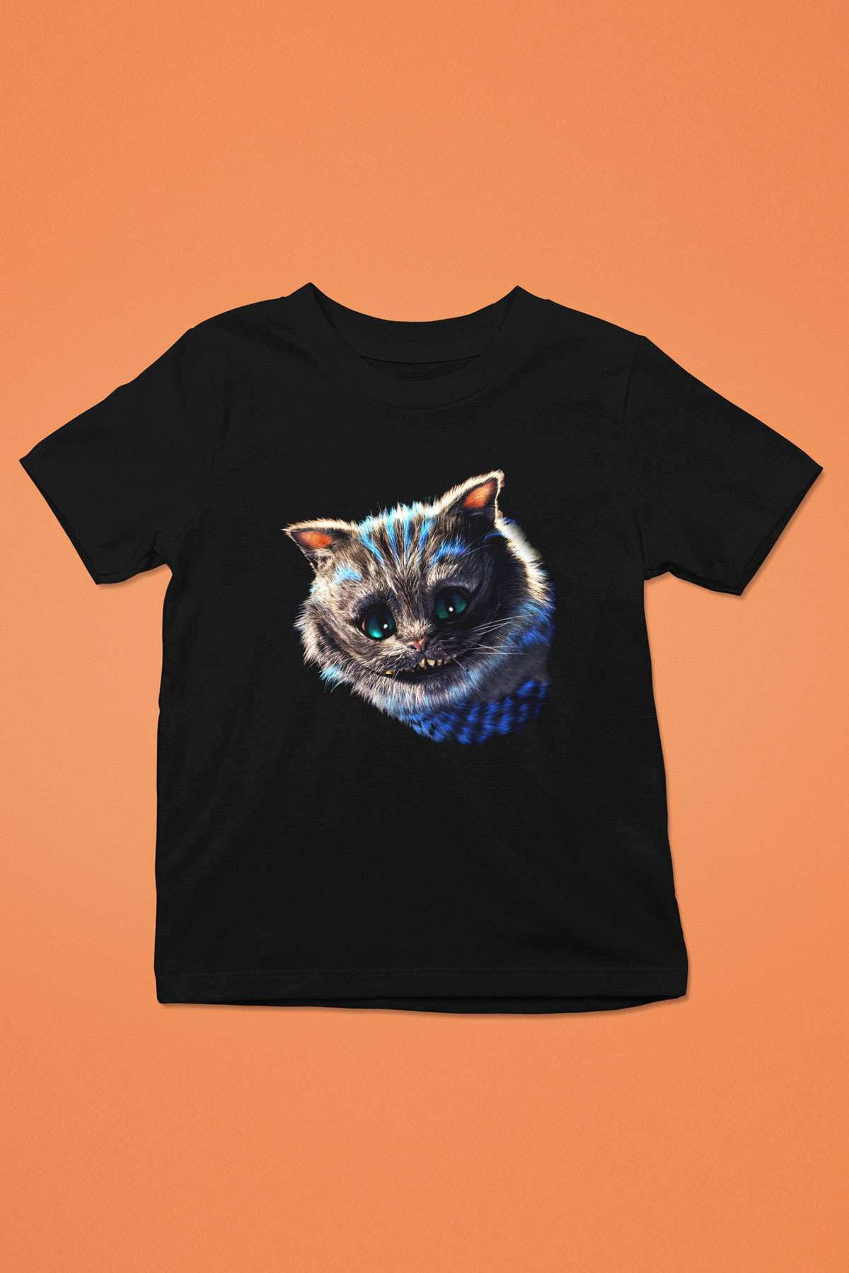 Kedi Baskılı Siyah Unisex Çocuk Tişört