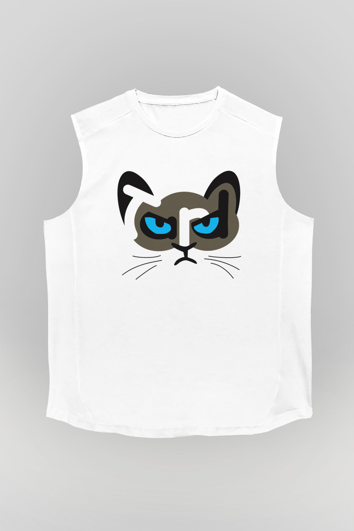 Kedi Beyaz Unisex Kolsuz Tişört