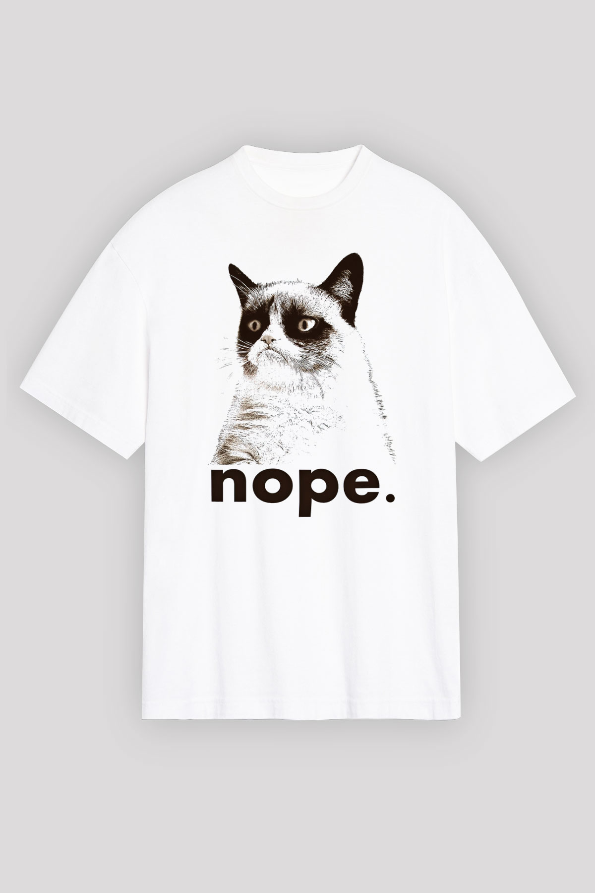 Kedi Beyaz Unisex Oversize Tişört T-Shirt