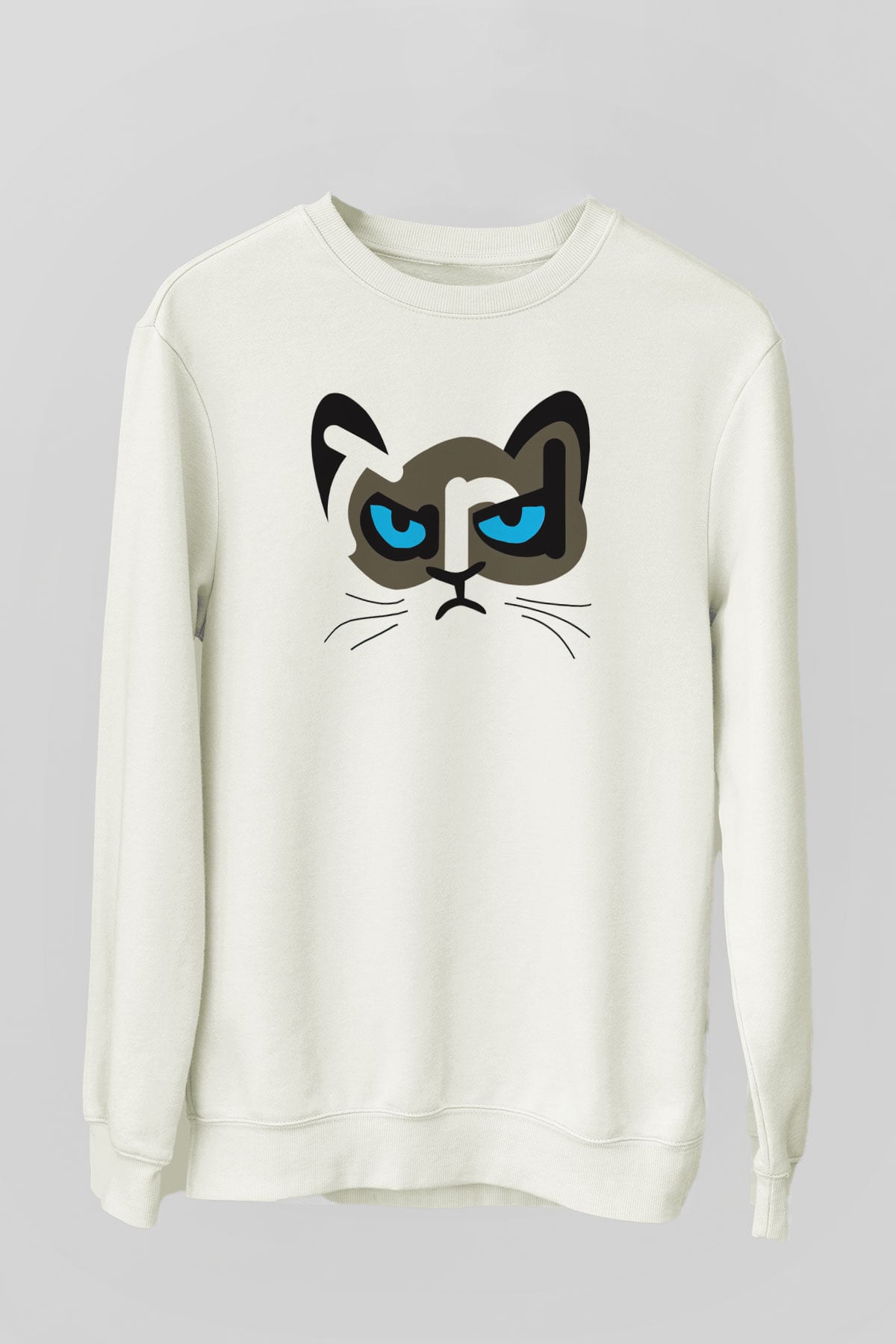 Kedi Beyaz Unisex Sweatshirt