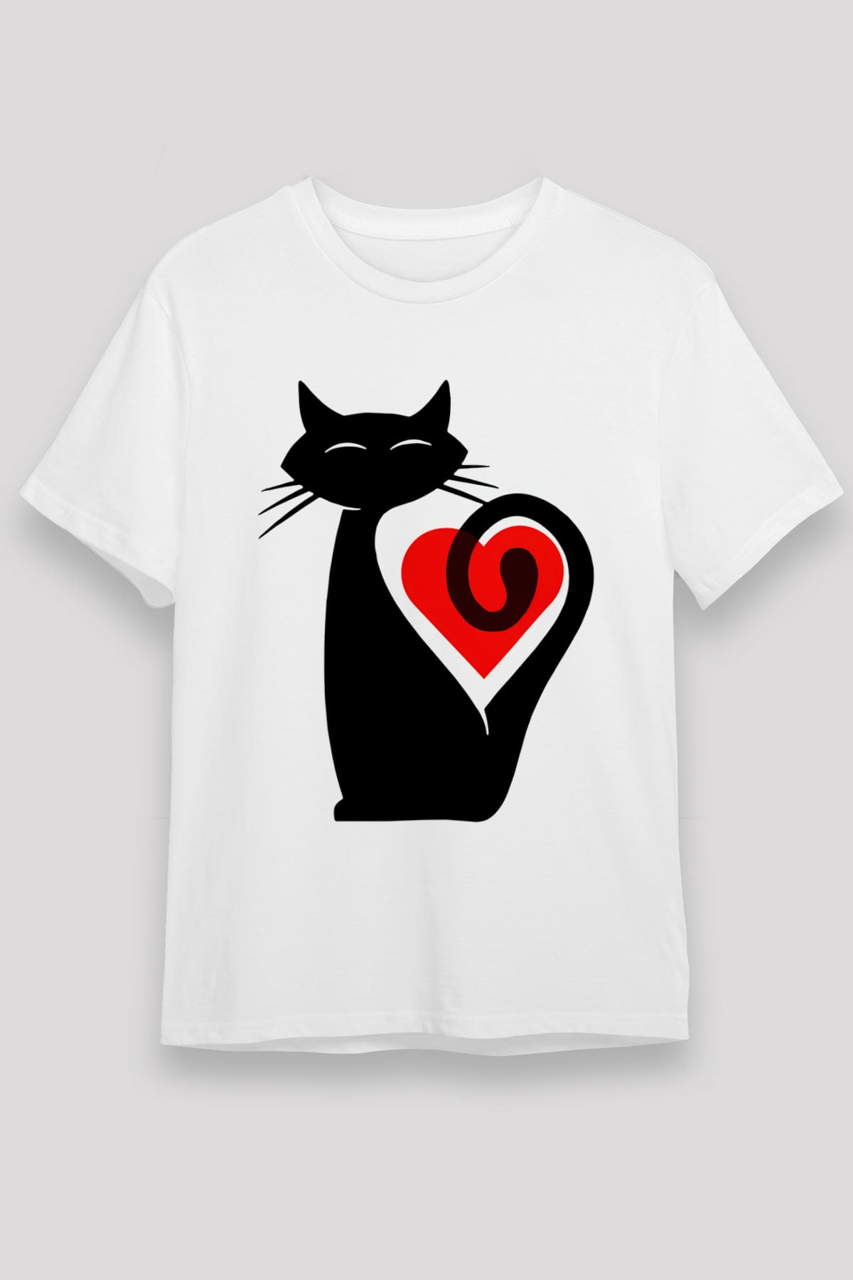 Kedi Beyaz Unisex Tişört T-Shirt - TişörtFabrikası