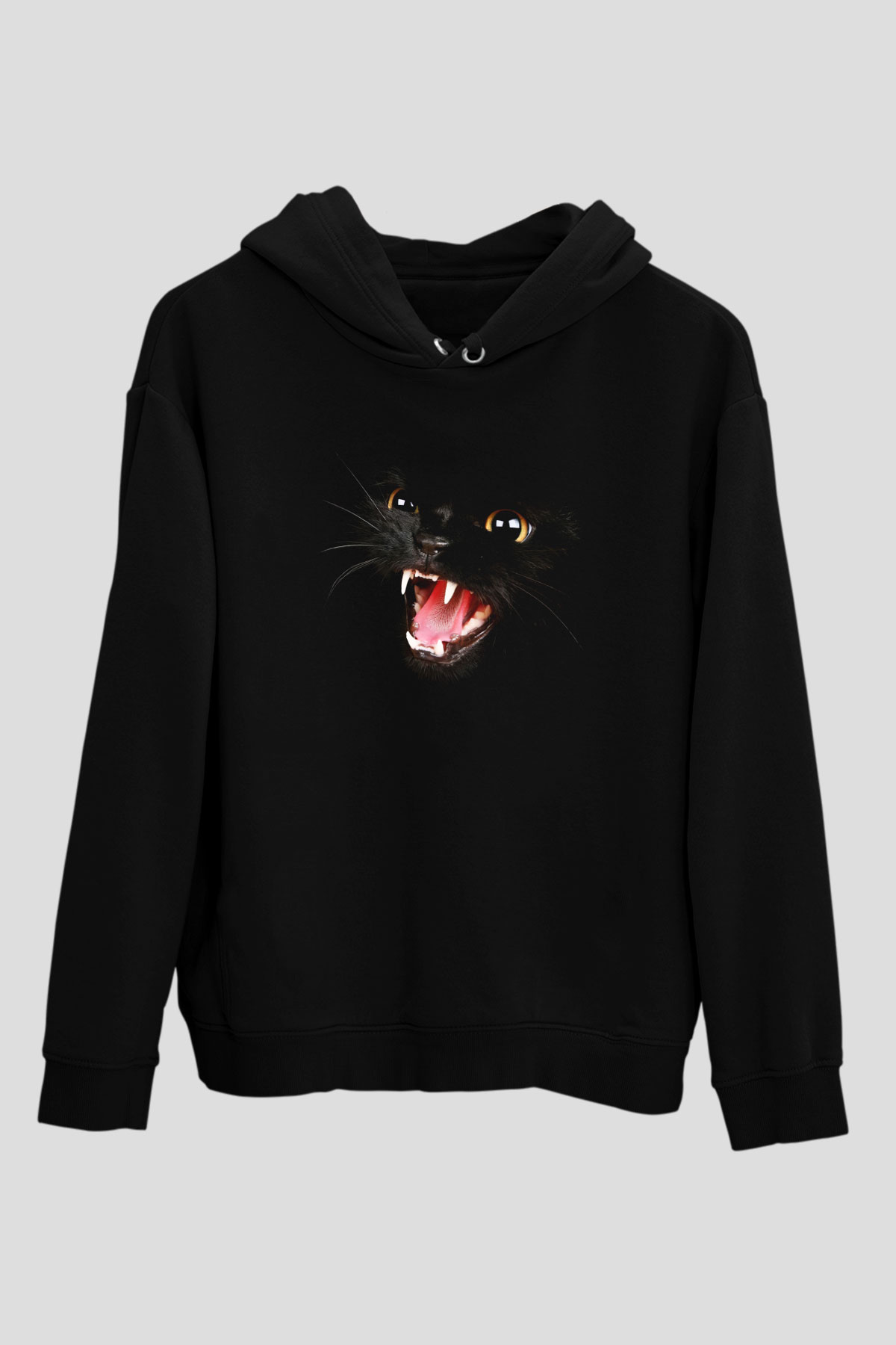 Kedi Siyah Unisex Hoodie