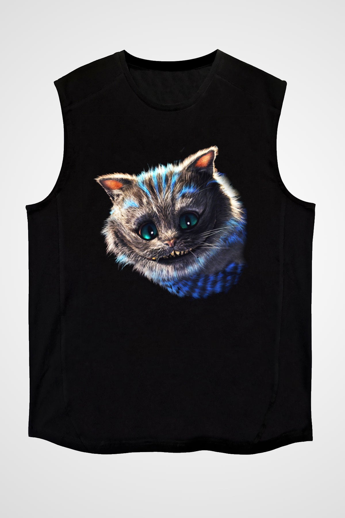 Kedi Siyah Unisex Kolsuz Tişört