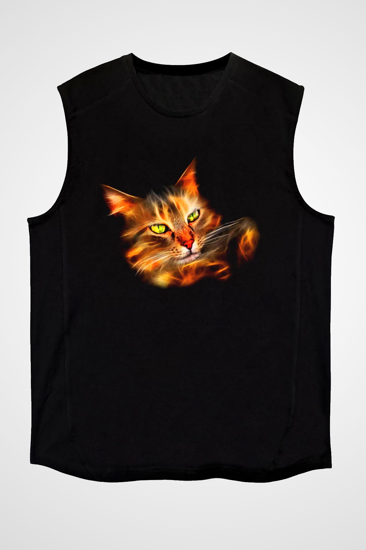 Kedi Siyah Unisex Kolsuz Tişört