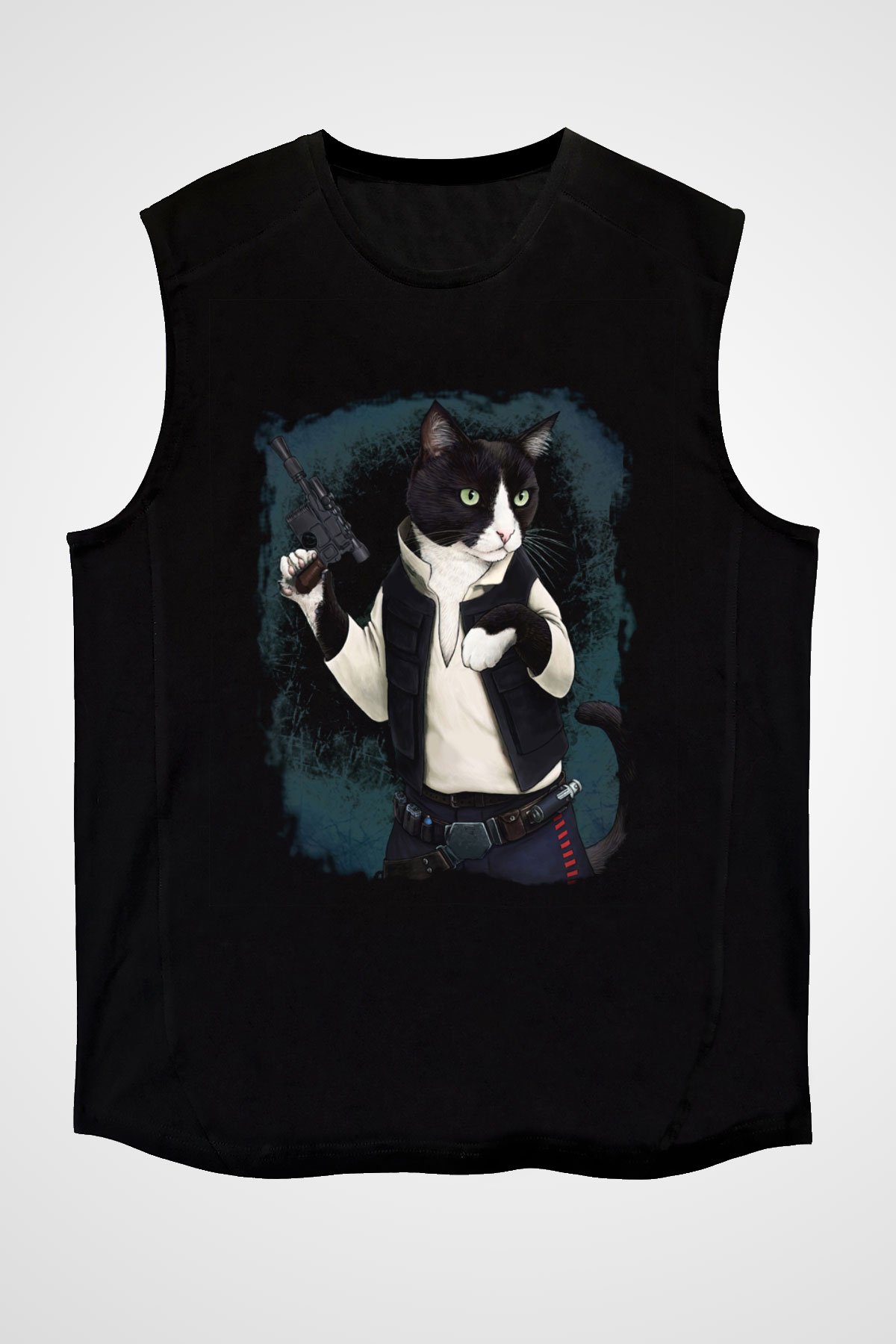Kedi Siyah Unisex Kolsuz Tişört