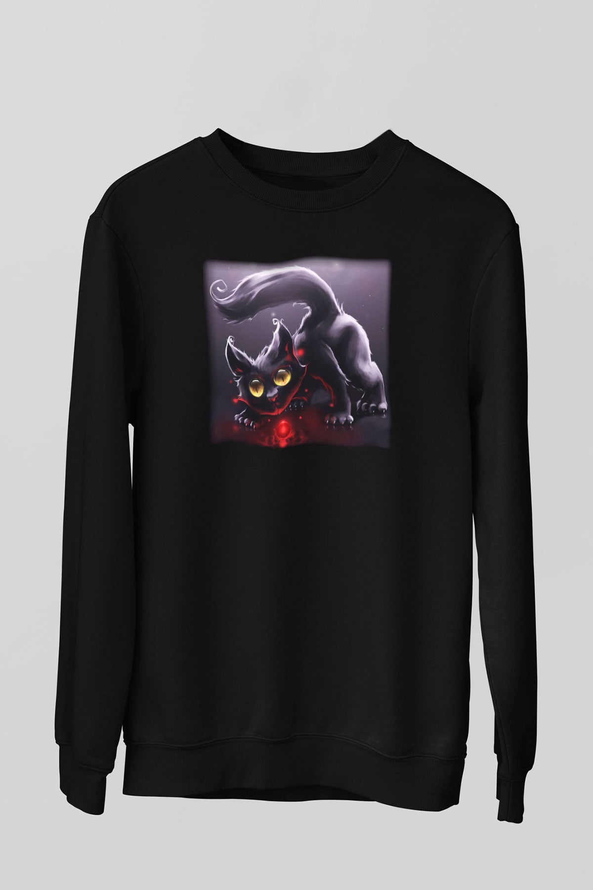 Kedi Siyah Unisex Sweatshirt