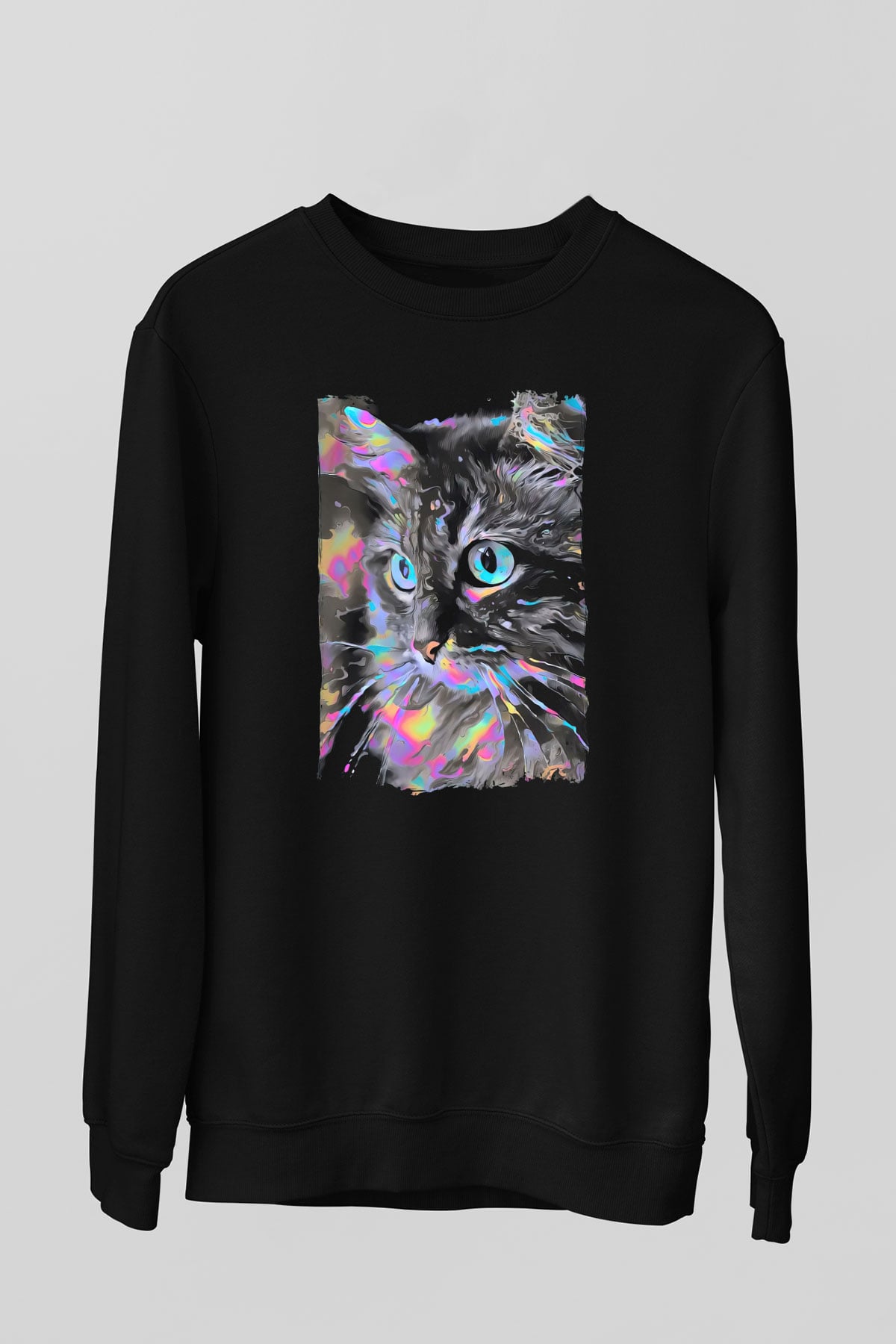 Kedi Siyah Unisex Sweatshirt