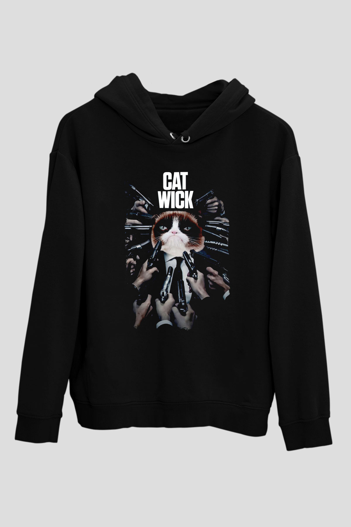 Kedi WickSiyah  Unisex Hoodie