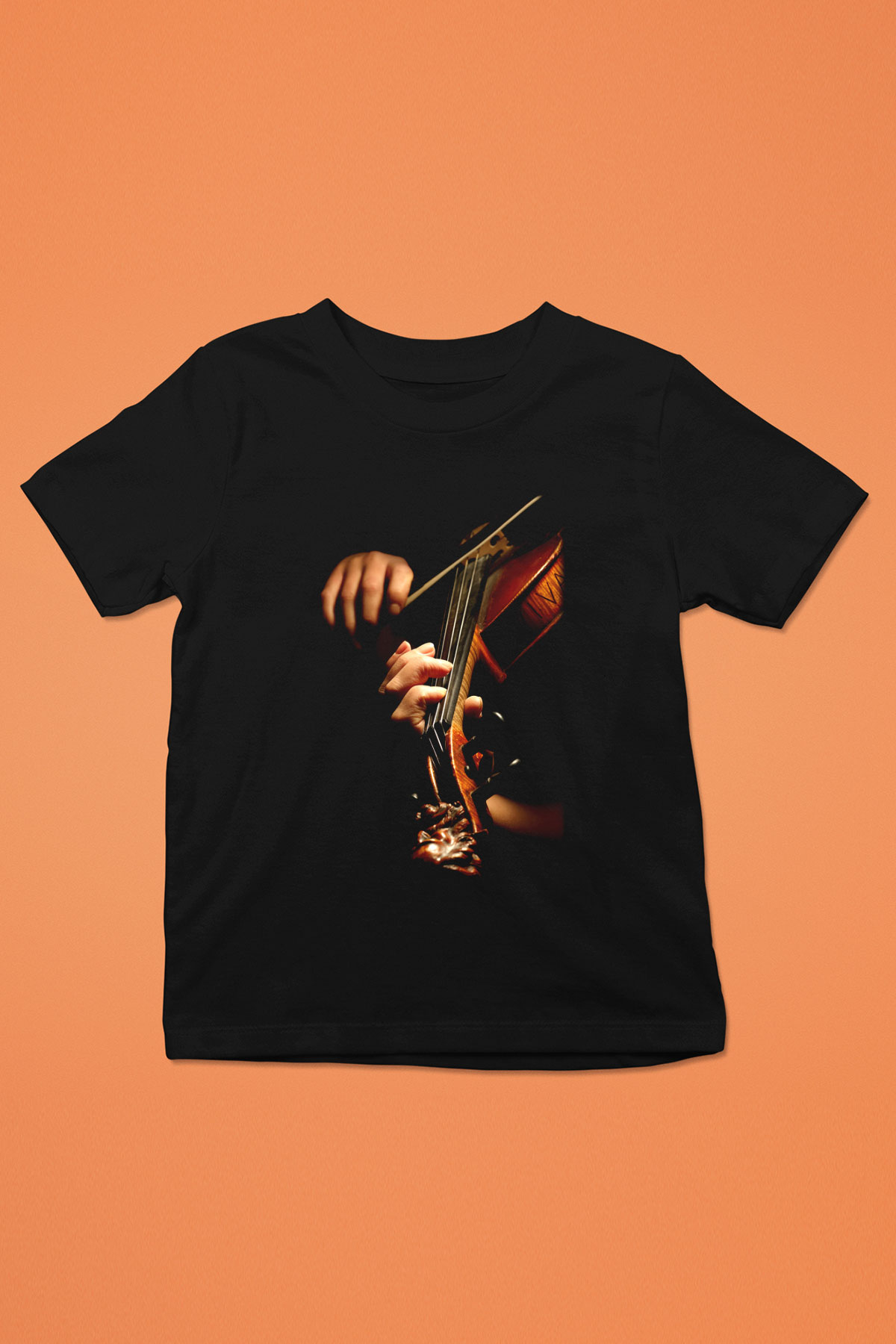 Kemancı Baskılı Siyah Unisex Çocuk Tişört
