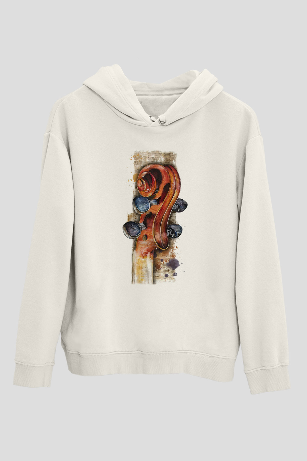 Kemancı Beyaz Unisex Hoodie