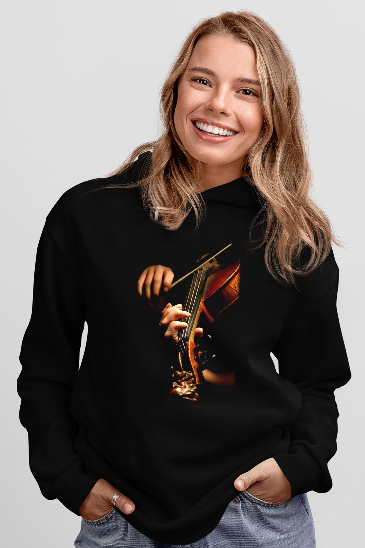 Kemancı Siyah Unisex Kapşonlu Sweatshirt