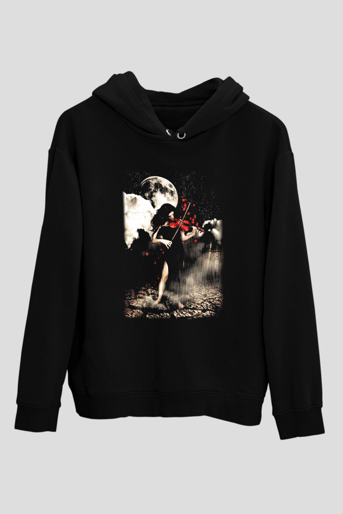 Kemancı Siyah Unisex Kapşonlu Sweatshirt