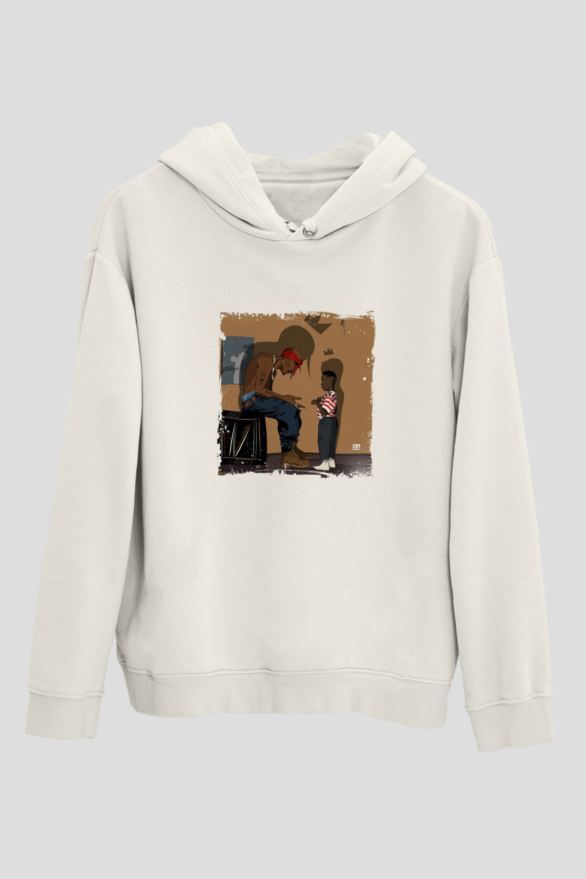 Kendrick Lamar Baskılı Unisex Beyaz Kapüşonlu Sweatshirt