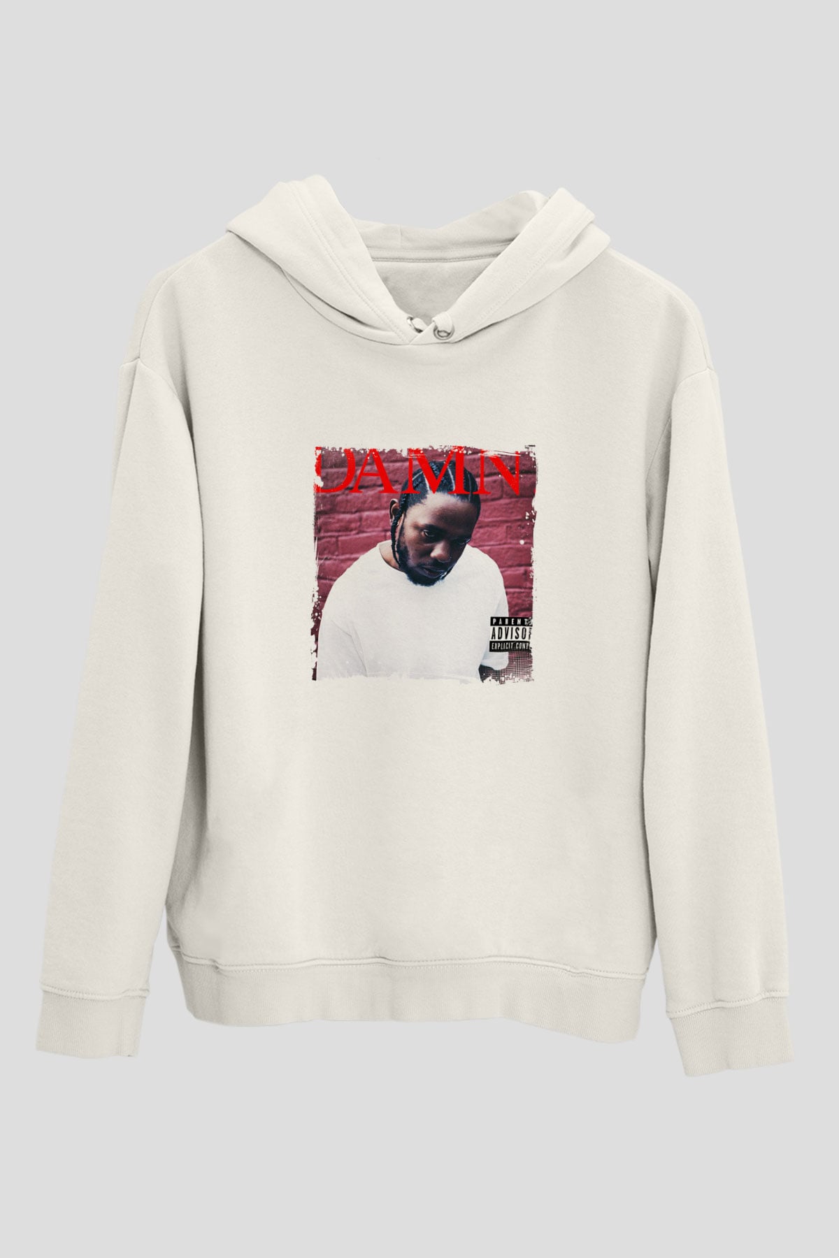 Kendrick Lamar Baskılı Unisex Beyaz Kapüşonlu Sweatshirt