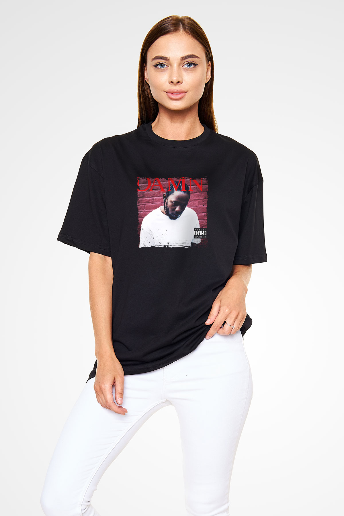 Kendrick Lamar Baskılı Unisex Oversize Siyah Tişört