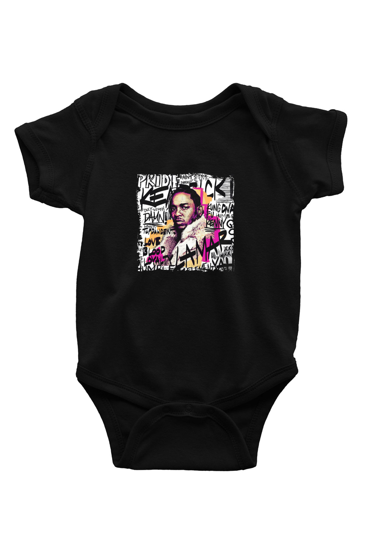 Kendrick Lamar Baskılı Unisex Siyah Bebek Body - Zıbın
