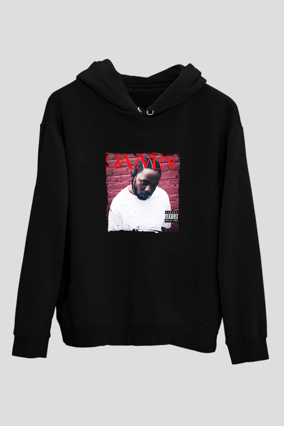 Kendrick Lamar Baskılı Unisex Siyah Hoodie