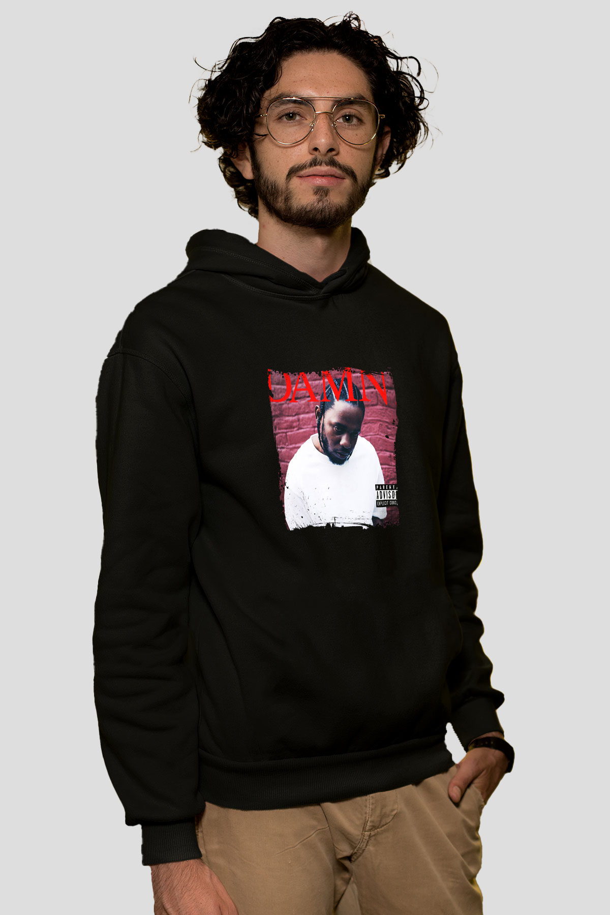 Kendrick Lamar Baskılı Unisex Siyah Hoodie