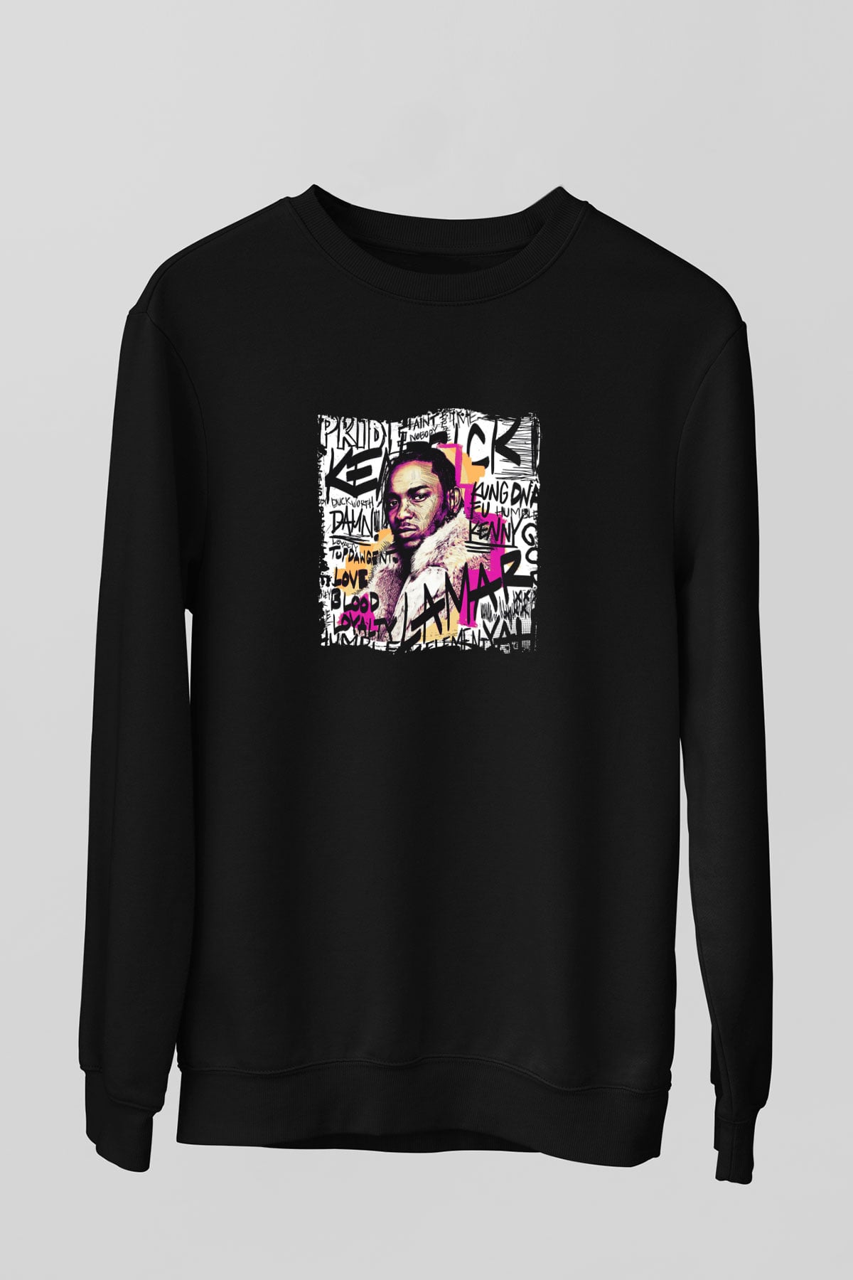 Kendrick Lamar Baskılı Unisex Siyah Sweatshirt