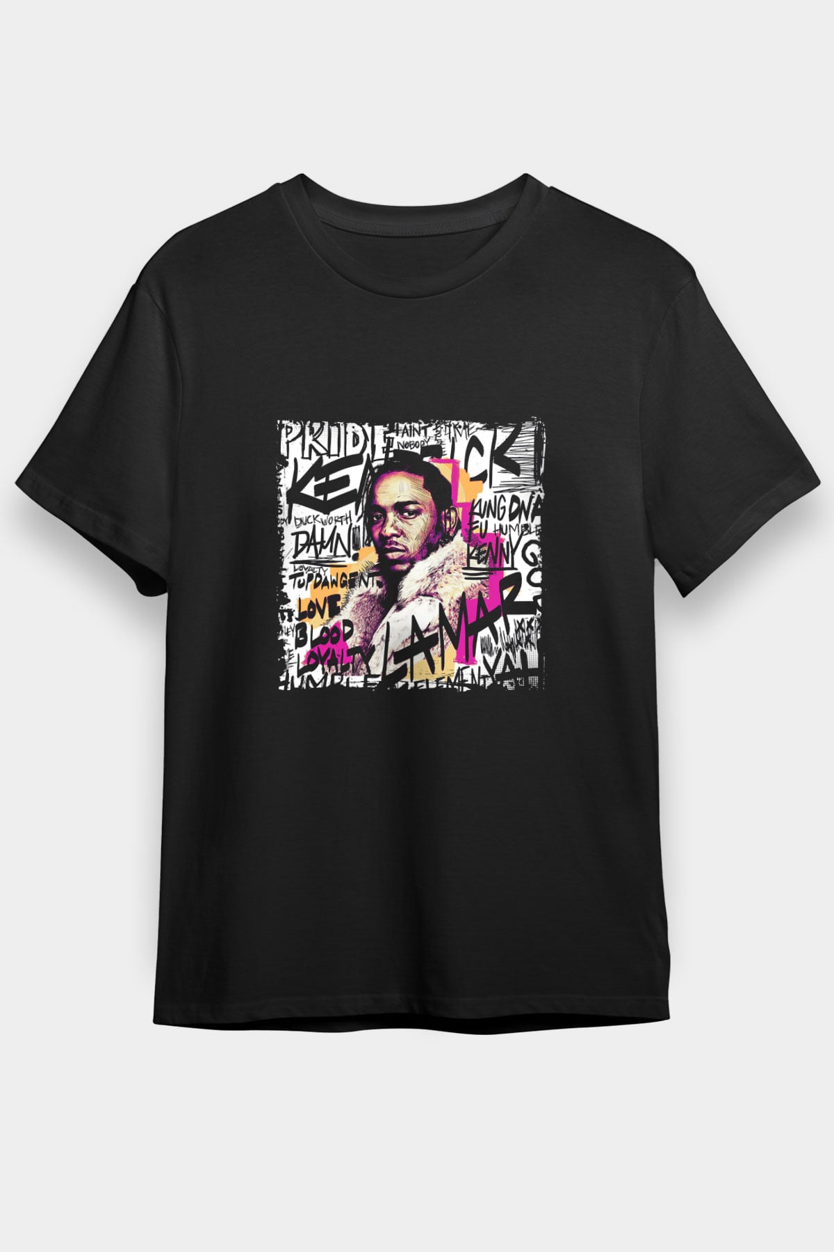 Kendrick Lamar Baskılı Unisex Siyah Tişört