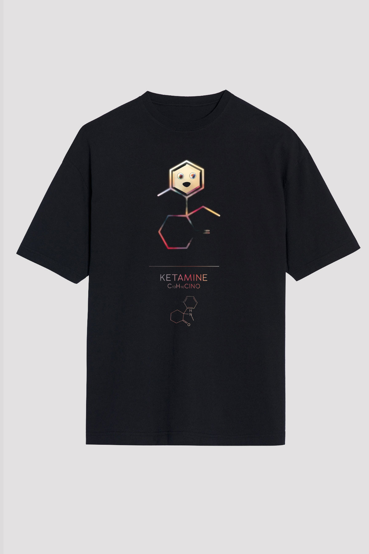 Ketamin Molekülü Baskılı Unisex Oversize Tişört - Tshirt