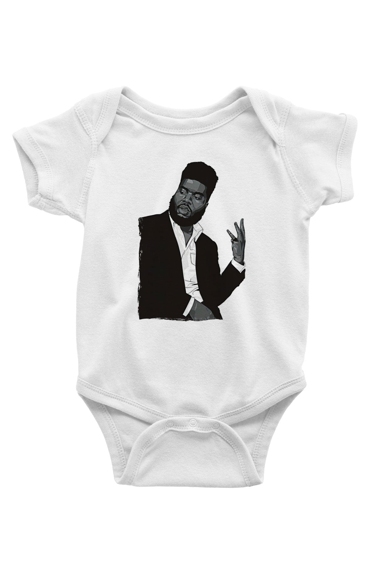 Khalid Baskılı Beyaz Unisex Bebek Body - Zıbın