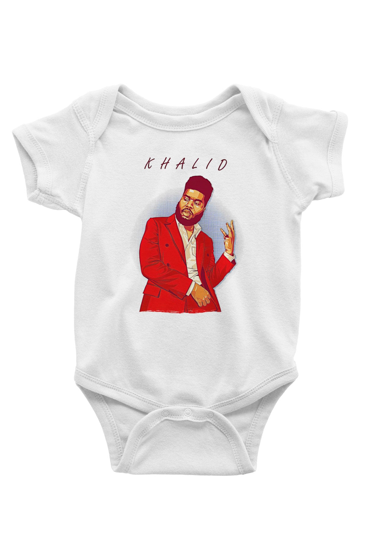Khalid Baskılı Beyaz Unisex Bebek Body - Zıbın