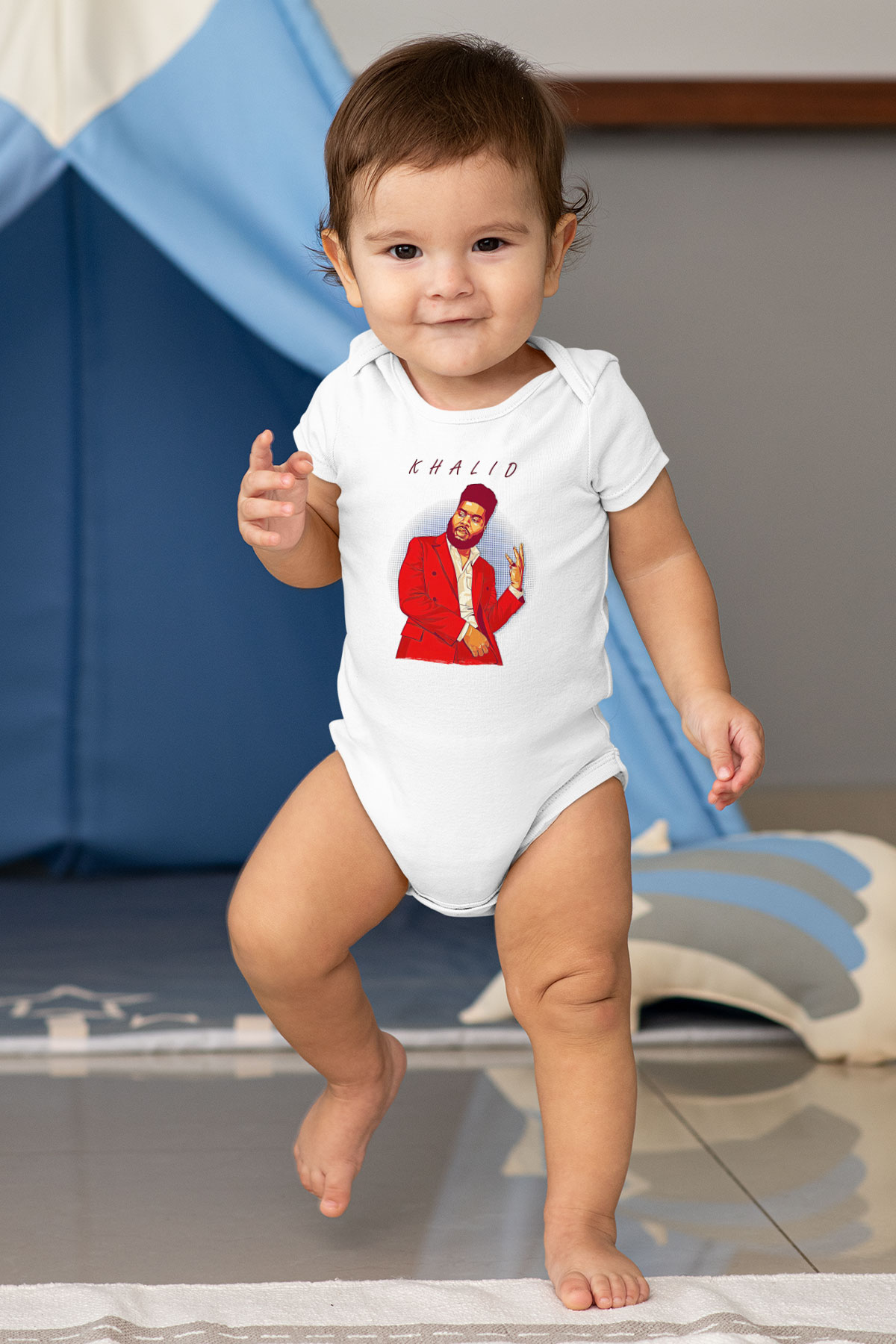 Khalid Baskılı Beyaz Unisex Bebek Body - Zıbın