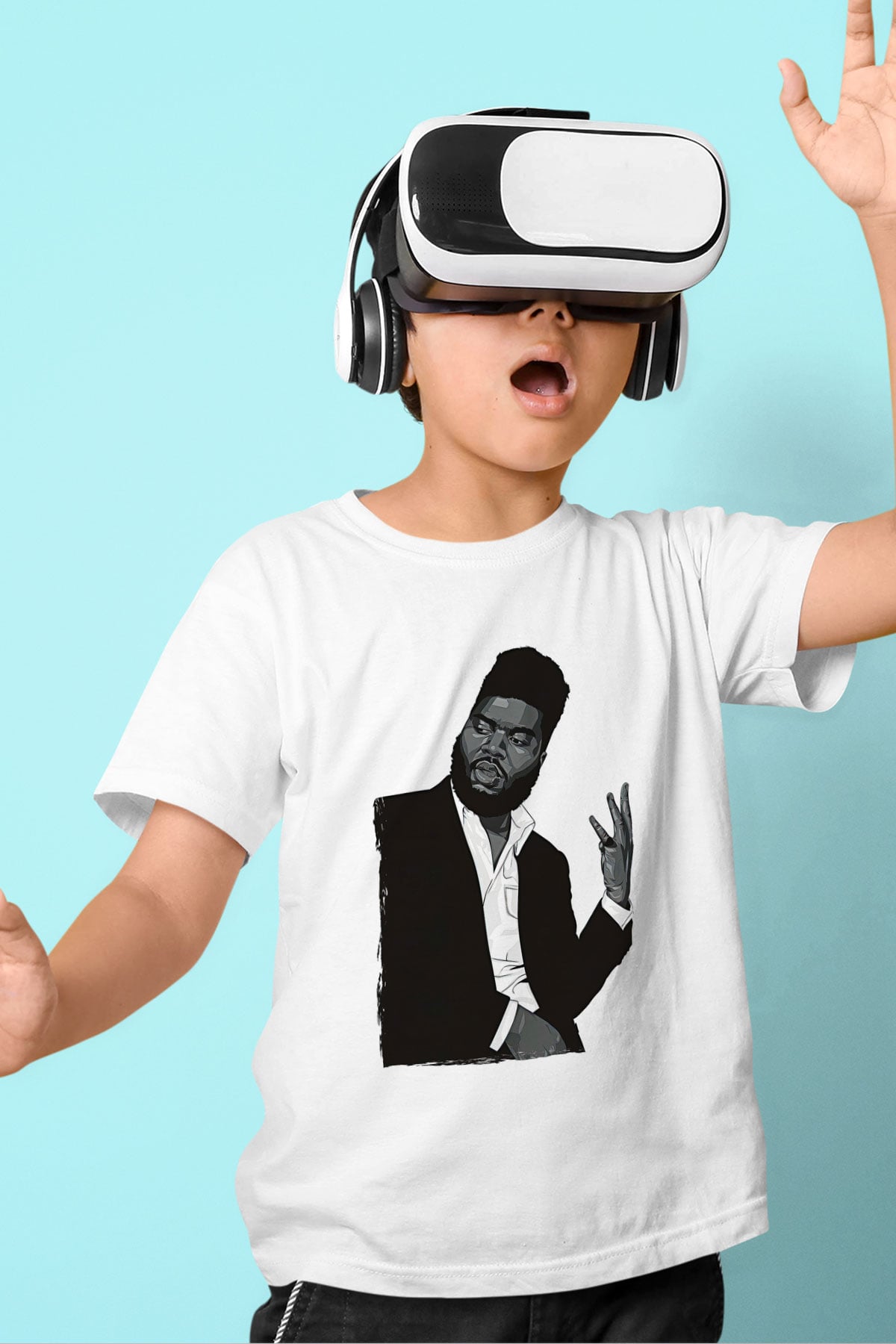 Khalid Baskılı Beyaz Unisex Beyaz Çocuk Tişört - Tshirt