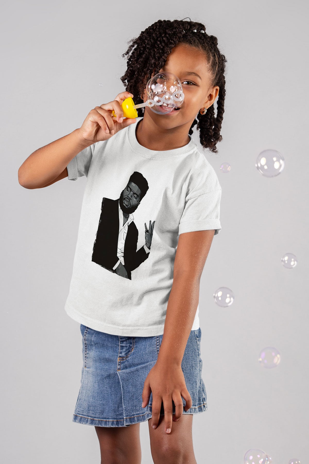 Khalid Baskılı Beyaz Unisex Beyaz Çocuk Tişört - Tshirt