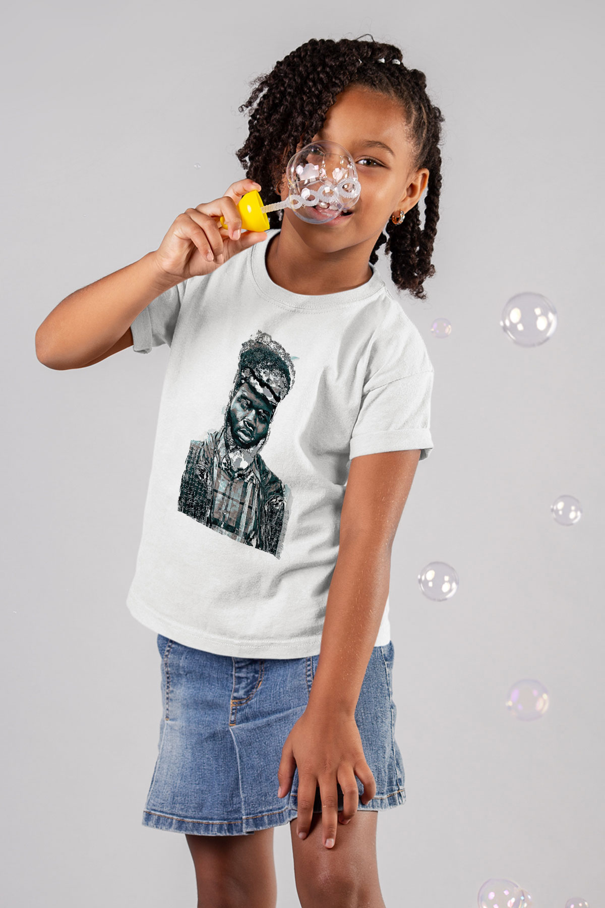 Khalid Baskılı Beyaz Unisex Beyaz Çocuk Tişört - Tshirt
