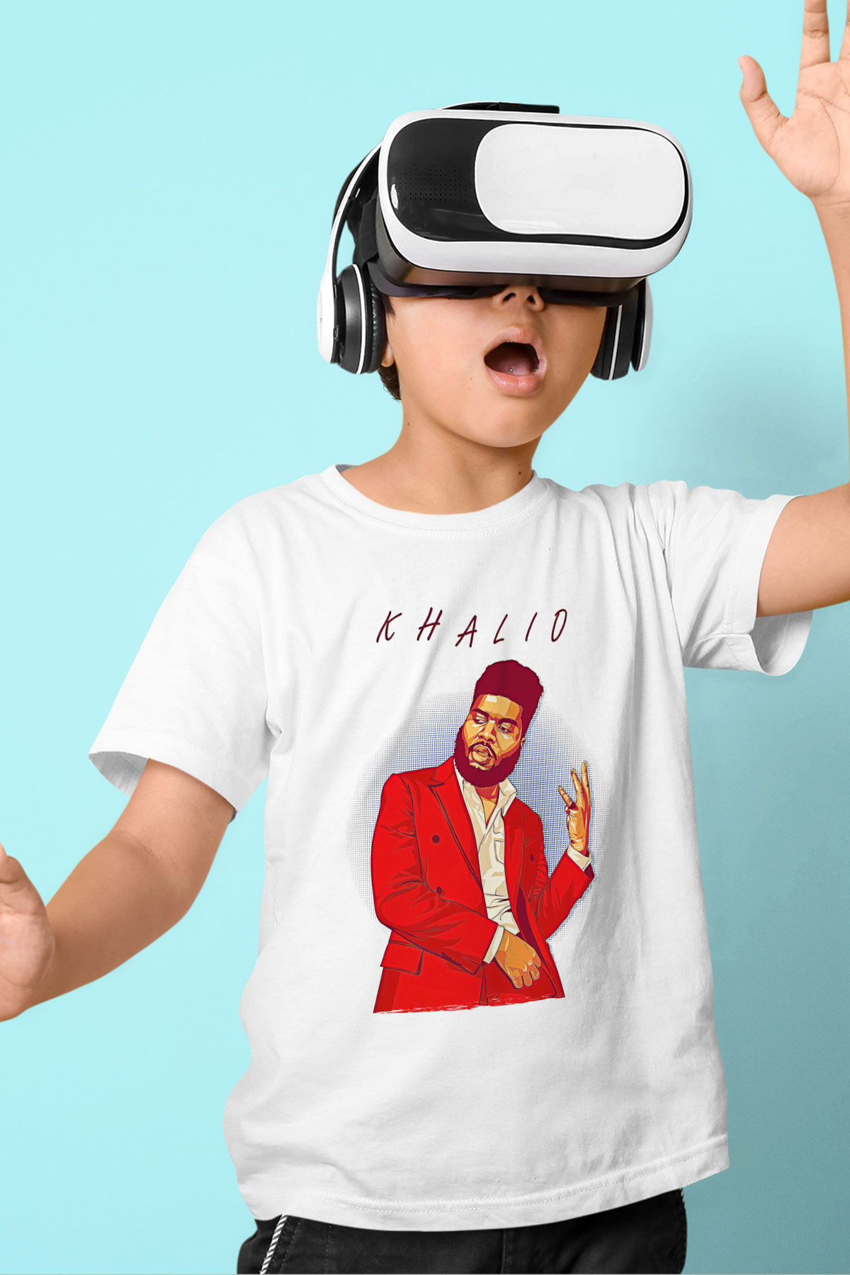 Khalid Baskılı Beyaz Unisex Beyaz Çocuk Tişört - Tshirt