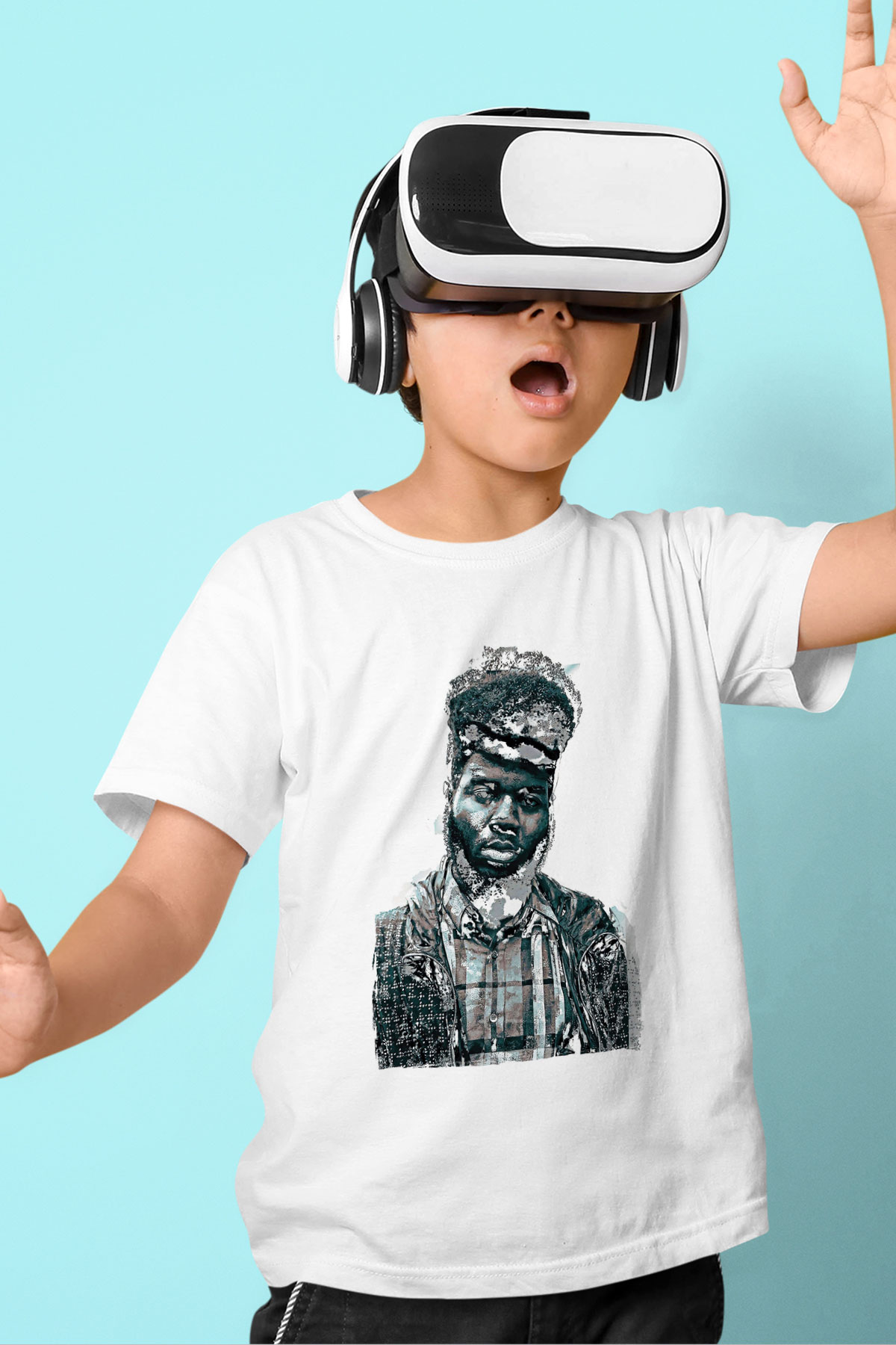 Khalid Baskılı Beyaz Unisex Beyaz Çocuk Tişört - Tshirt