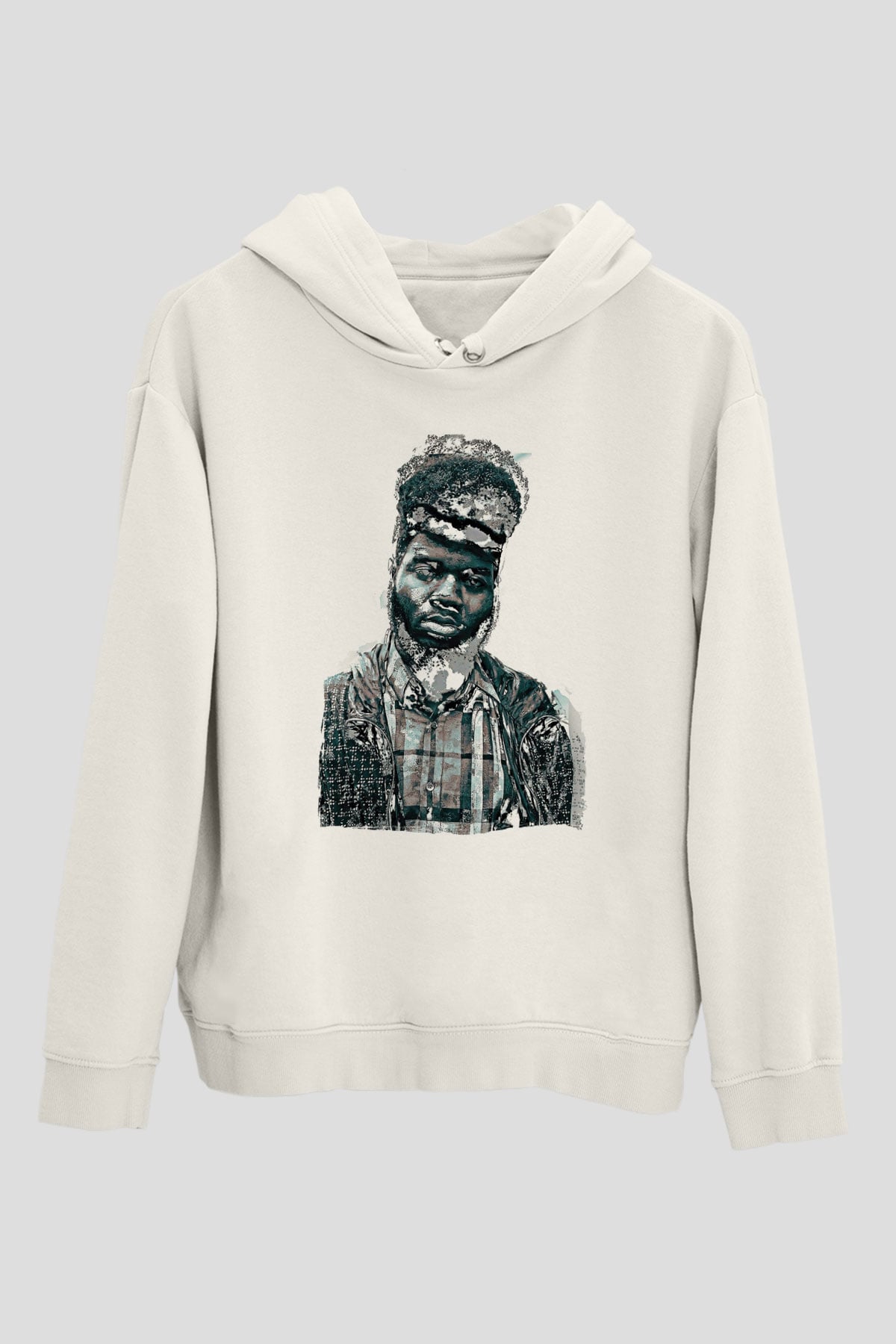 Khalid Baskılı Beyaz Unisex Kapüşonlu Sweatshirt