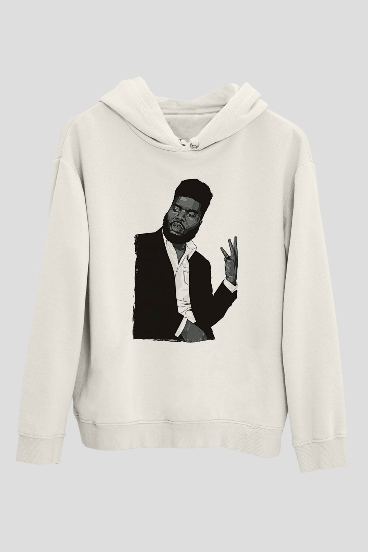 Khalid Baskılı Beyaz Unisex Kapüşonlu Sweatshirt