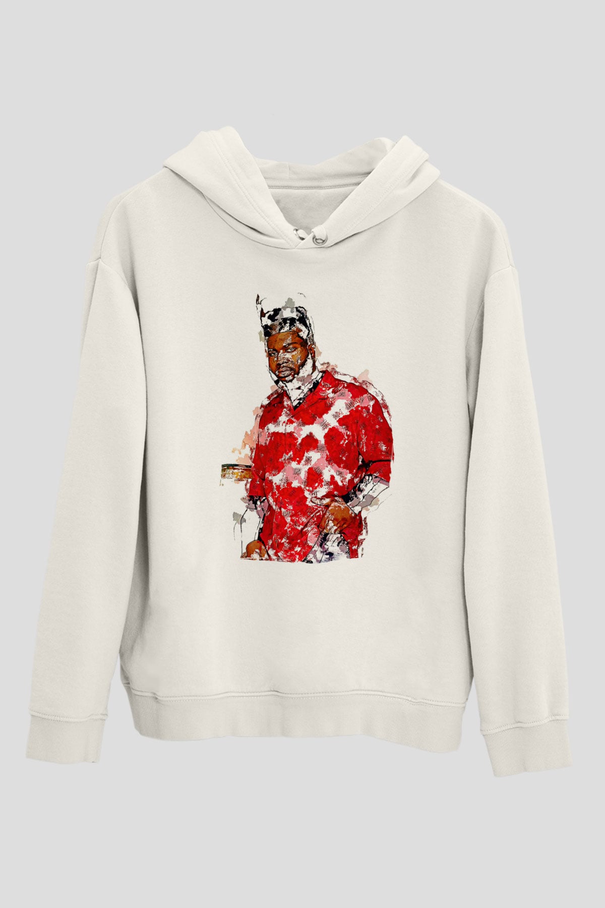 Khalid Baskılı Beyaz Unisex Kapüşonlu Sweatshirt