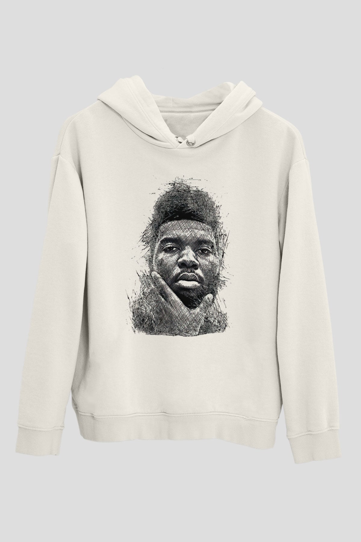 Khalid Baskılı Beyaz Unisex Kapüşonlu Sweatshirt