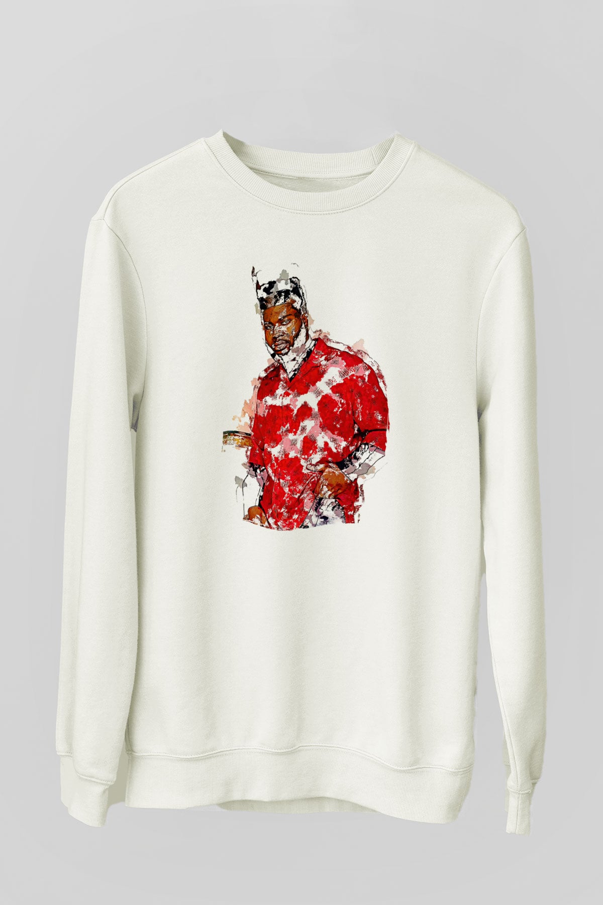Khalid Baskılı Beyaz Unisex Sweatshirt