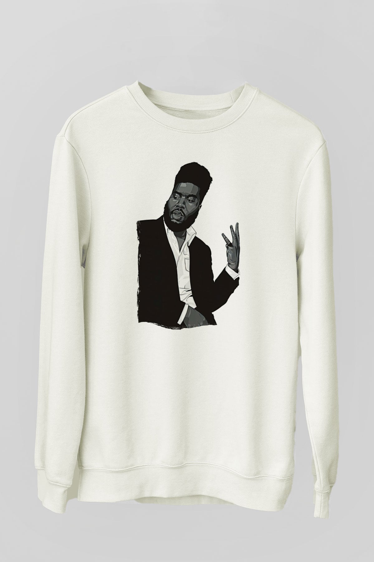 Khalid Baskılı Beyaz Unisex Sweatshirt