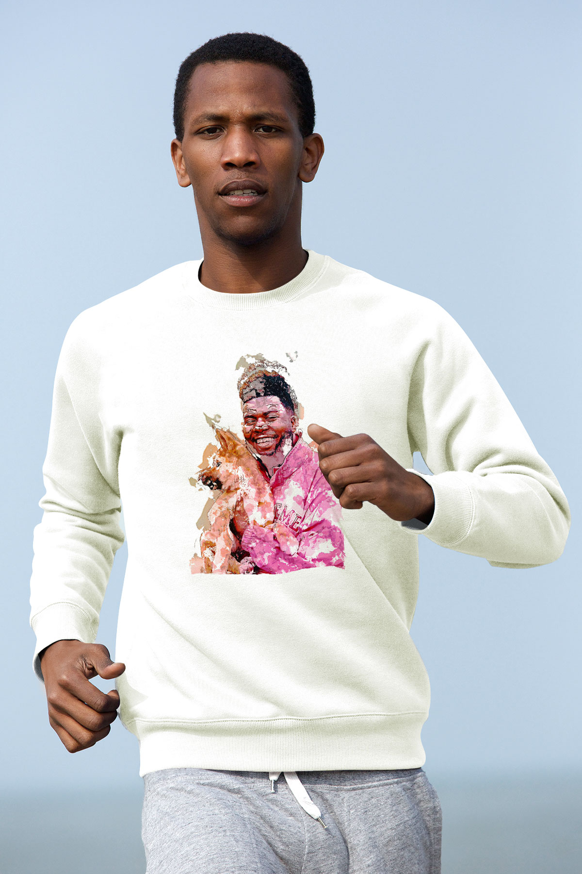 Khalid Baskılı Beyaz Unisex Sweatshirt
