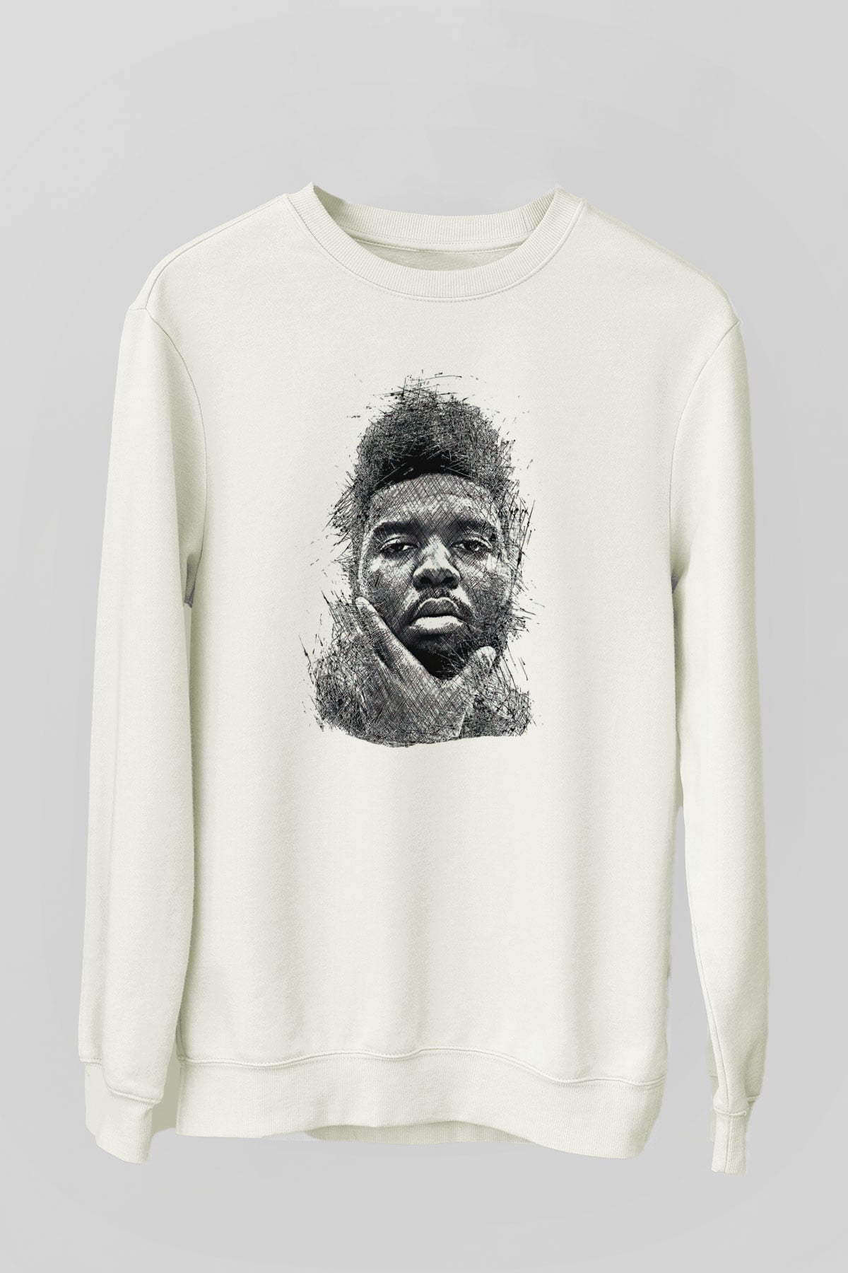 Khalid Baskılı Beyaz Unisex Sweatshirt