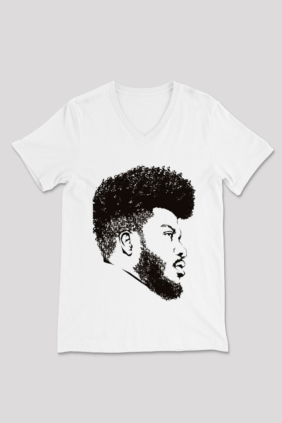Khalid Baskılı Beyaz Unisex V Yaka Tişört - Tshirt