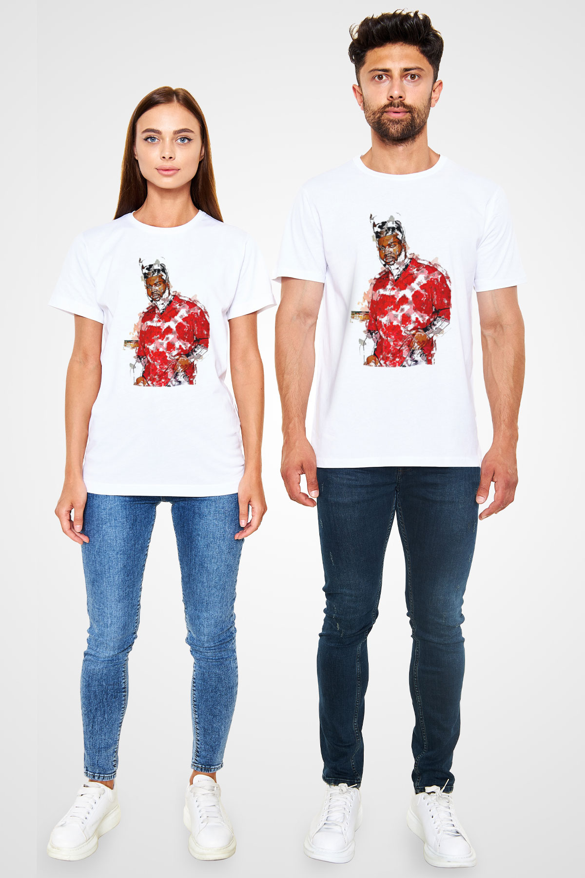 Khalid Baskılı Unisex Beyaz Tişört - Tshirt